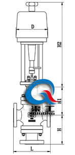 電動三通調節(jié)閥配PSL執(zhí)行器外形尺寸圖