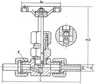 J23W外螺紋針型閥(結(jié)構(gòu)圖)