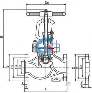 國(guó)標(biāo)法蘭截止閥(尺寸圖)